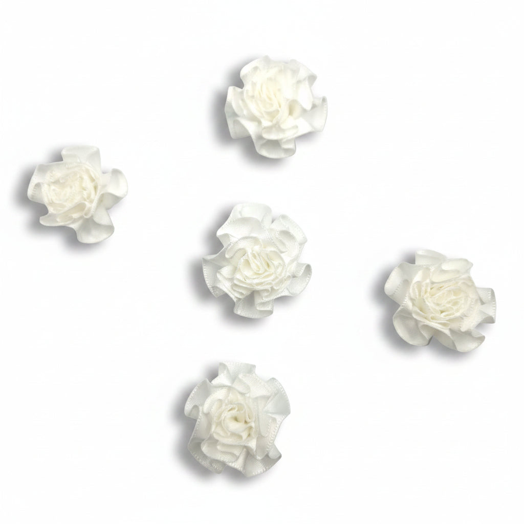 Satinröschen weiß 40mm | Rosette verpackt pro 20 Stück