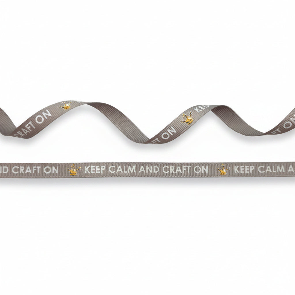 9mm Ripsband mit Fußabdruck – 23 Meter – Braun/Creme
