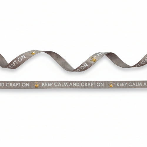 9mm Ripsband mit Fußabdruck – 23 Meter – Braun/Creme