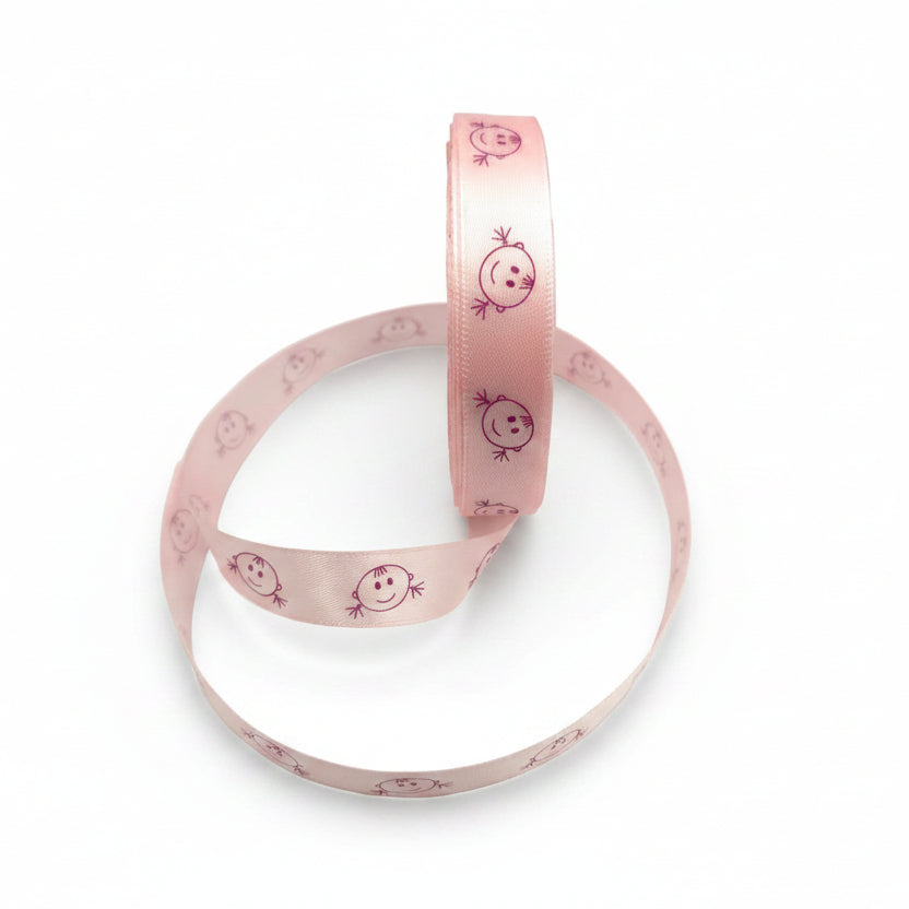 Satinband "Babykopf" Mädchen 16mm rosa