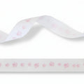16mm weißes Ripsband mit Fußabdruck in Rosa - 20 Meter