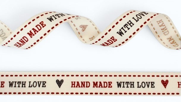 Baumwollband „Hand Made with Love“ 16mm