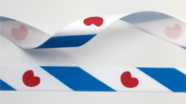 Satinband Friesische Flagge - 15mm - Rolle 25 Meter