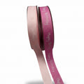 Ripsband in 2 verschiedenen Farben Rosa Weiß bedruckt mit Happy Birthday — 16mm | Rolle 20m