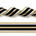 Sierband Zwart/Wit met gouden lurex strepen 25mm per 50 meter