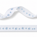16mm Wit ribsband met Voetafdruk in de kleur blauw - 20 Meter