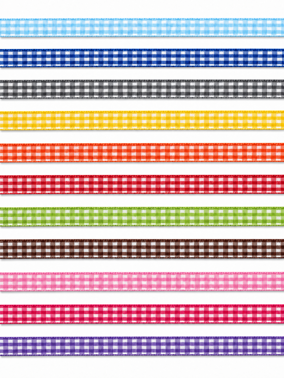 Geruit lint polyester 10mm in 11 verschillende kleuren op rollen van 25 meter