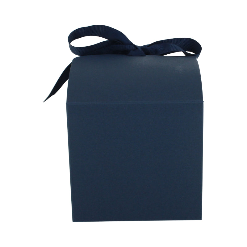 Luxe geschenkdoos met strik - Kubus - Koningsblauw kraft - Grace FSC®