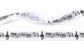 Satijnlint met Muzieknoten - 16mm - Wit/Zwart (Rol 23m)