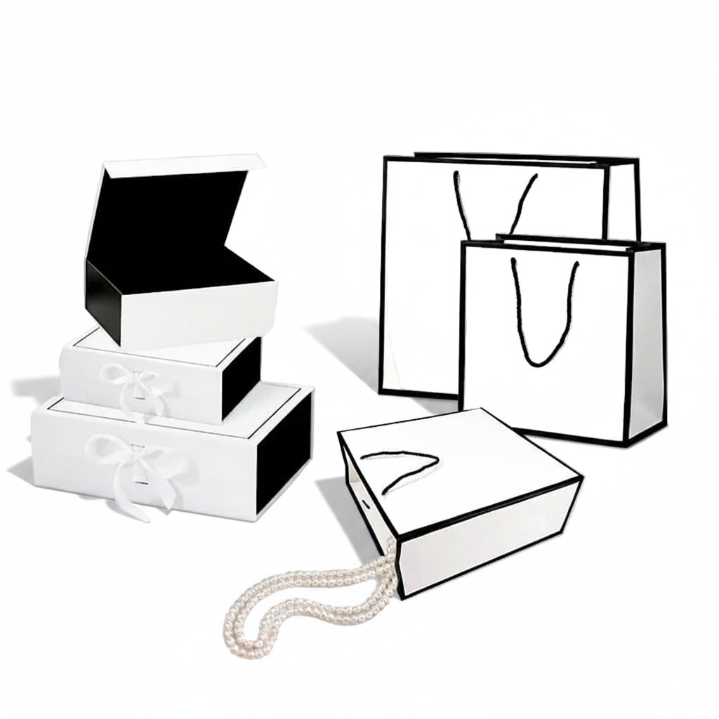 Magneetdoos met strik - A5 - Wit/zwart mat gelamineerd - Couture