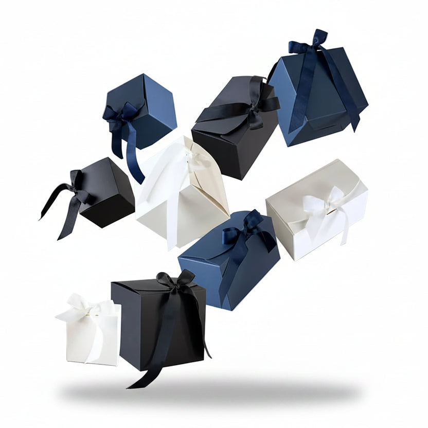 Luxe geschenkdoos met strik - Kubus - Wit kraft - Grace FSC®