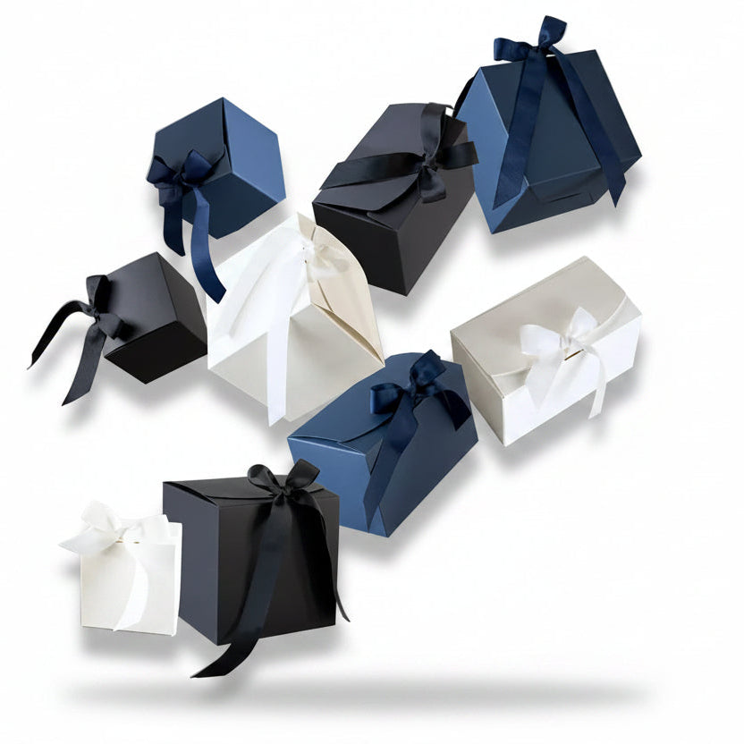 Luxe geschenkdoos met strik - Rechthoek - Koningsblauw Kraft - Grace FSC®