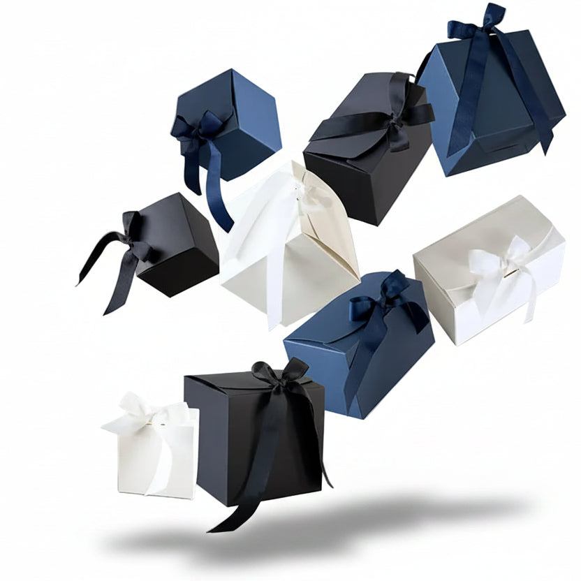 Luxe geschenkdoos met strik - Kubus - Koningsblauw kraft - Grace FSC®