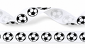 15mm Luxe satijnlint kleur wit bedrukt met voetballen per 25 meter