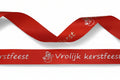 15mm rotes Satinband bedruckt mit silbernen Weihnachtsglocken pro 25 Meter Rolle